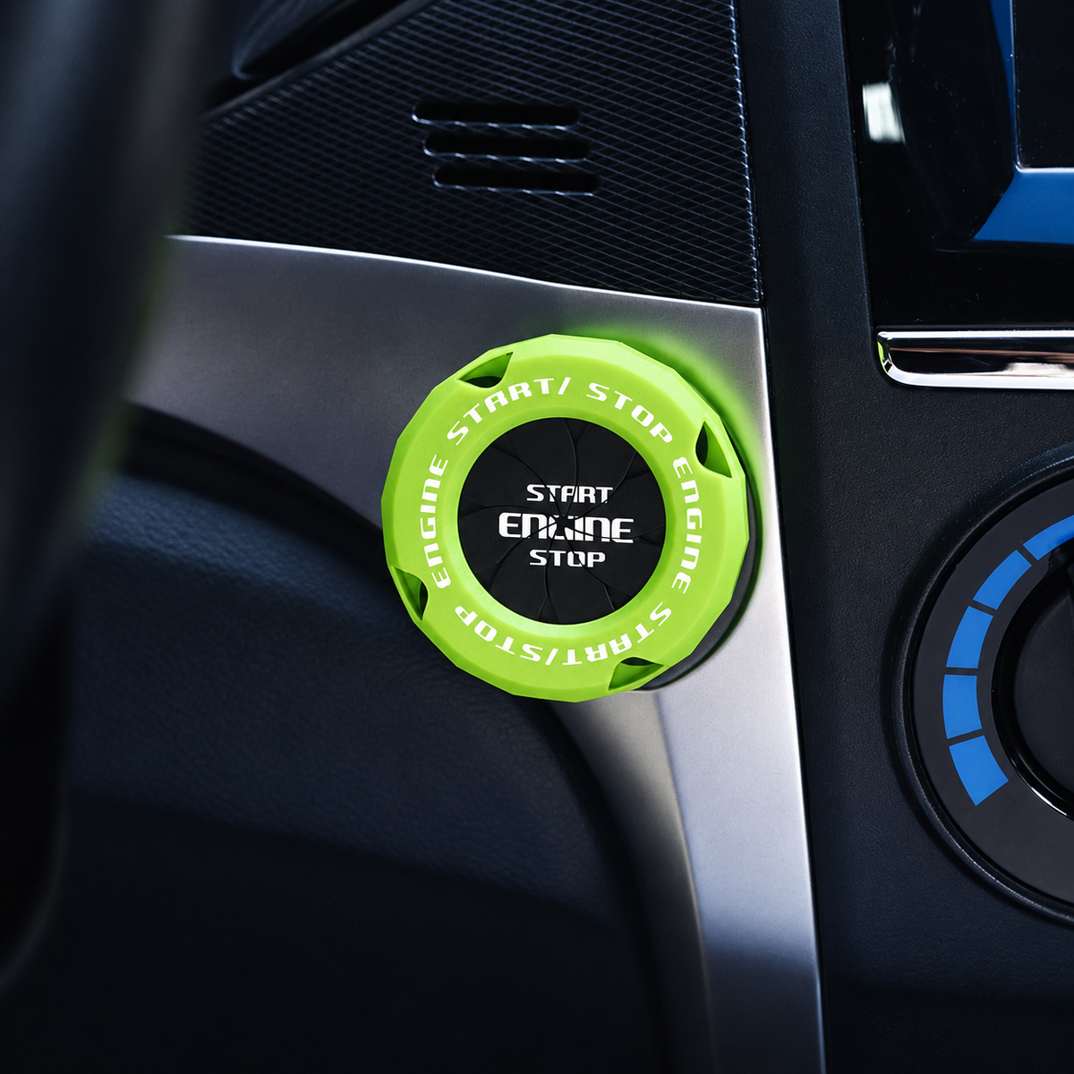 Green rotary engine start button cover