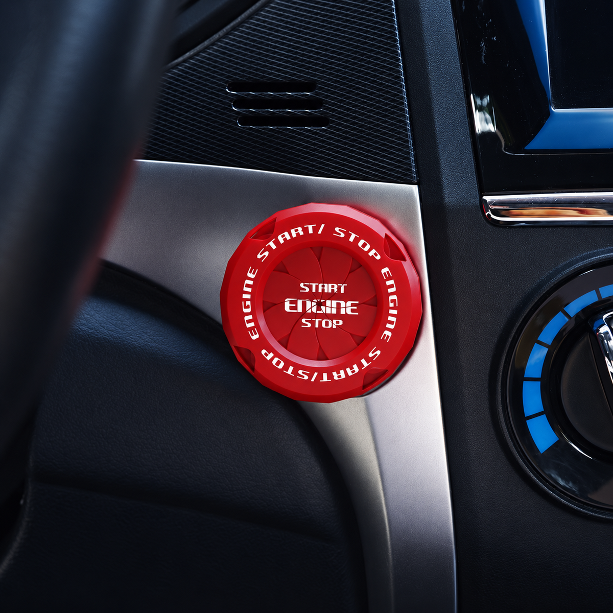 Red rotary engine start button cover