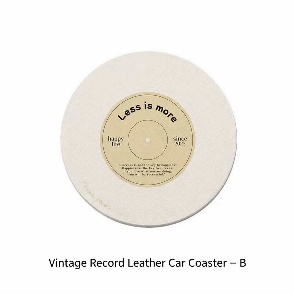 Cream vinyl record coaster detail