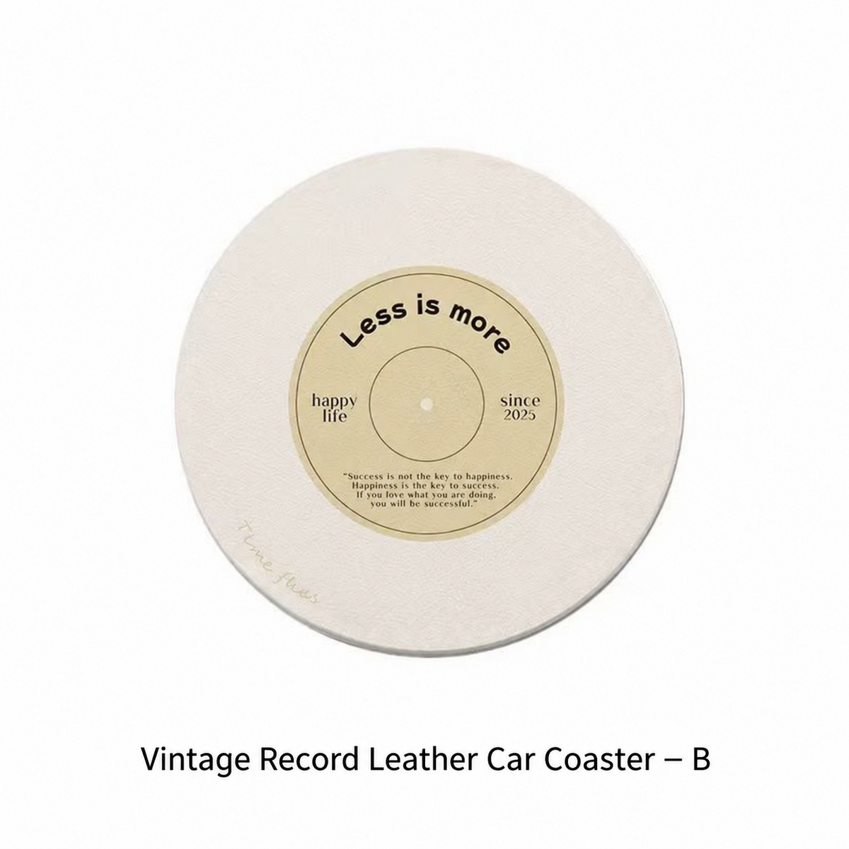 Cream vinyl record coaster detail